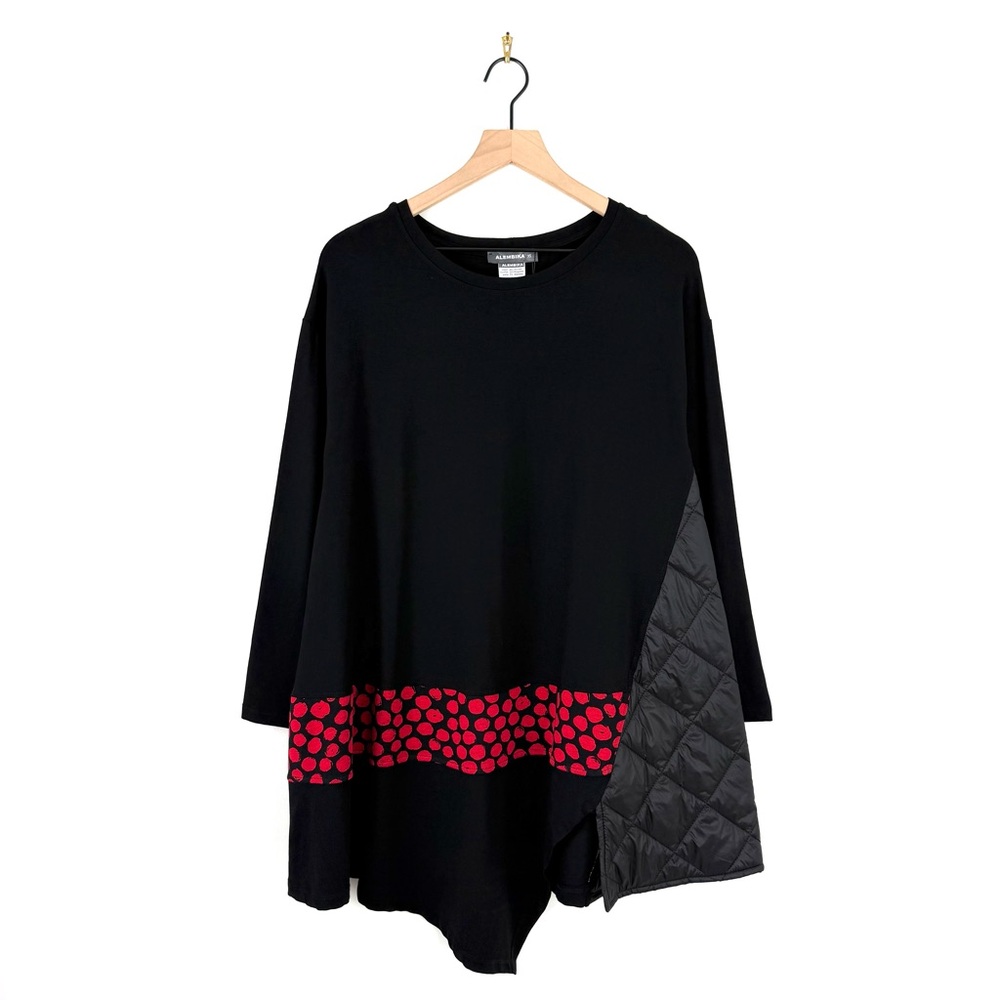 ALEMBIKA Asymmetric Mixed Media Tunic Top Black Sz XS NWT